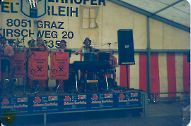 1985 Leithatal Buam Zeltfest SK Pama, (Anfang vom Ende), R. Pingitzer, W. Dürr jun. E. Glabonjat, E. Dürr, St. Reter, P. Unger, W. Dürr sen. 55LB