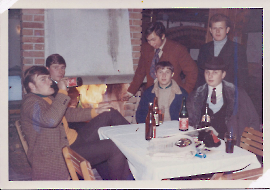 1960er gute Freunde in der Mühle D.Jahrndorf, P. Drescher, F. Schiermaier, M. Kaipl, G. Resch 15RG