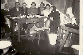 1959 bei der Fa. Beck (Beckschneider)v.l. Fr. Wagner, J, Wagner, P. Schmelzer, M. Rosta, Hr. Pamer, ?, ?,  102RM