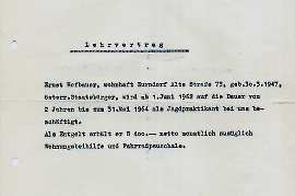 1962 Lehrvertrag! (Jagdpraktikant) E. Hofbauer 4HOE